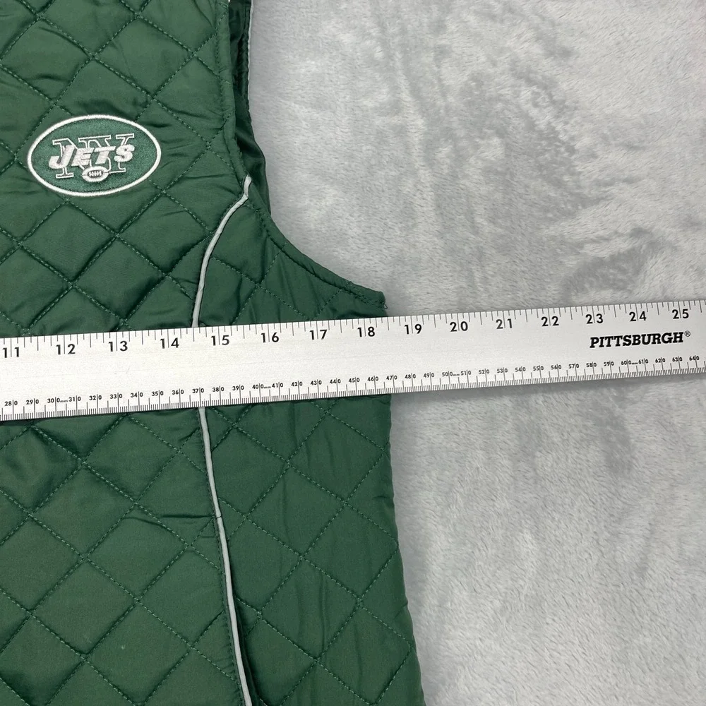 New York Jets Quilted Vest Womens Medium Green NFL Football Sports Full Zip‎
